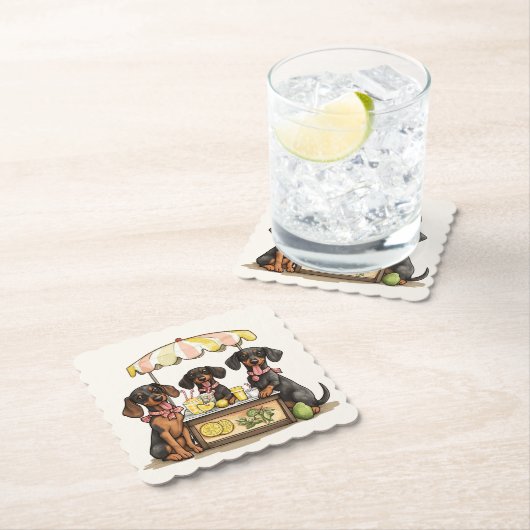 Dackel Hunde Lemonade Stand Untersetzer (Vor Ort)