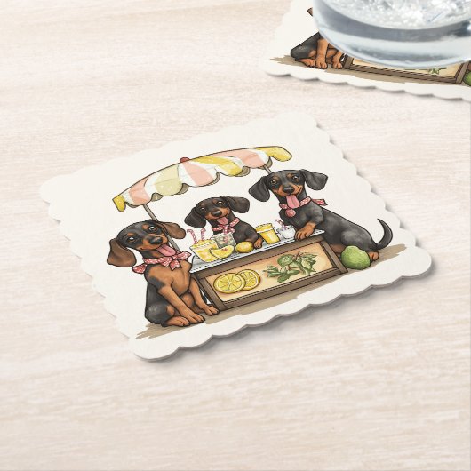 Dackel Hunde Lemonade Stand Untersetzer (angewinkelt)