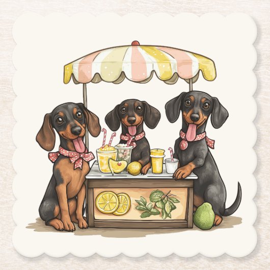 Dackel Hunde Lemonade Stand Untersetzer (Vorderseite)