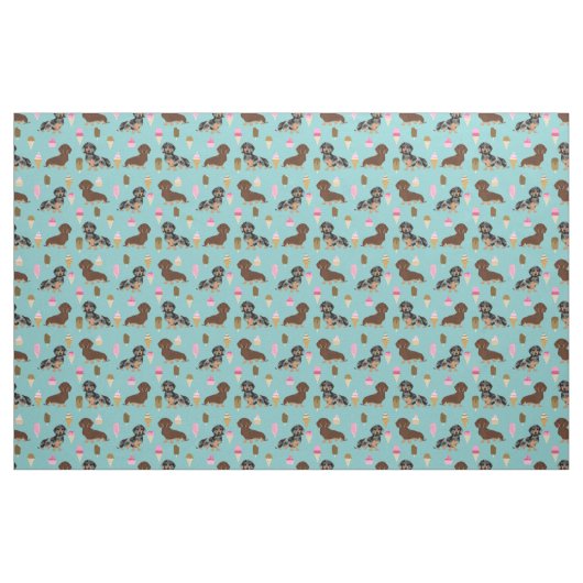 Dackel Hunde Liebe Eis Stoff (Fat Quarter (45,7 x 55,9 cm))