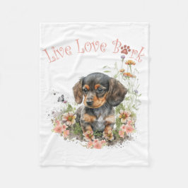 Dackel Hunde Mama Floral Fleecedecke