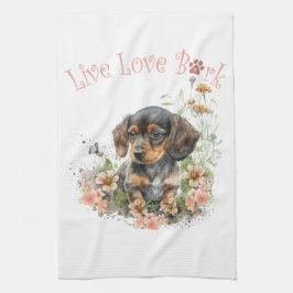 Dackel Hunde Mama Floral Geschirrtuch