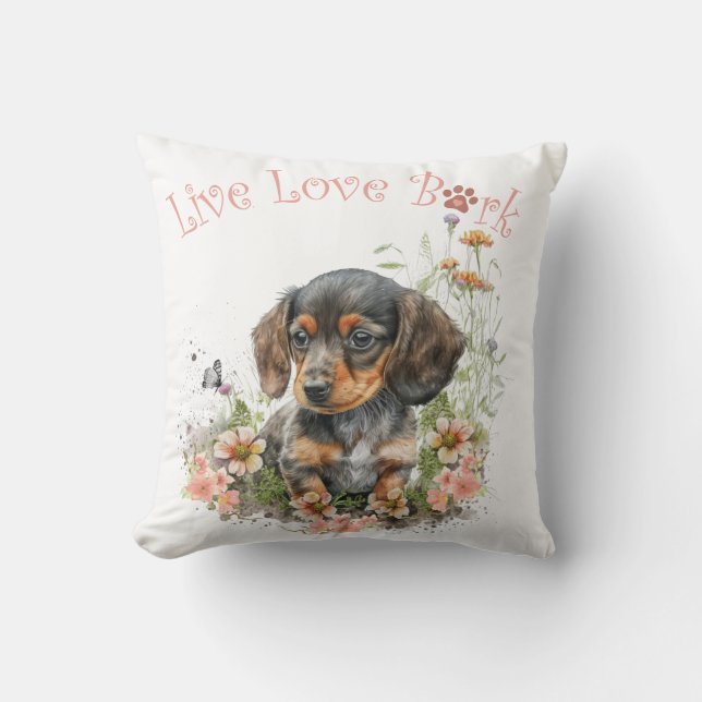 Dackel Hunde Mama Floral Kissen (Vorderseite)