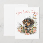 Dackel Hunde Mama Floral Mitteilungskarte (Vorne/Hinten)