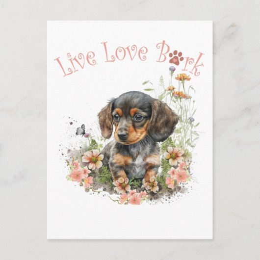 Dackel Hunde Mama Floral Postkarte (Vorderseite)