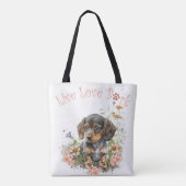 Dackel Hunde Mama Floral Tasche (Rückseite)