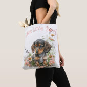 Dackel Hunde Mama Floral Tasche (Von Nahem)