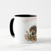 Dackel Hunde Mama Floral Tasse (Vorderseite Links)