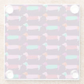 Dackel Hunde: Nahtloses Niedliches Muster. Glasuntersetzer (Rückseite)