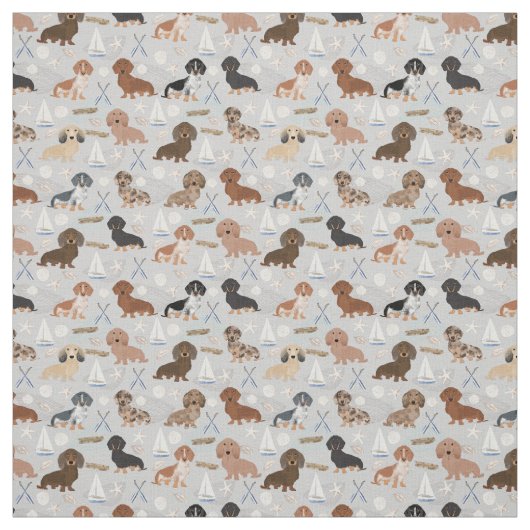 Dackel Hunde nautisch grau Stoff (Muster)
