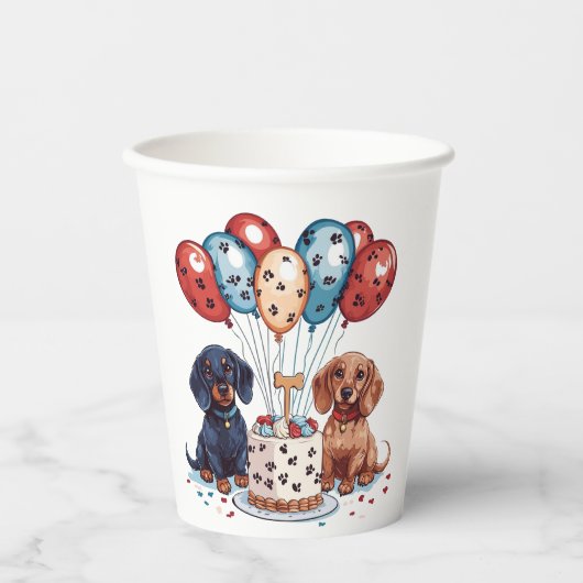 Dackel Hunde Pappbecher (Vorderseite)