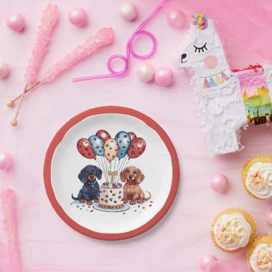 Dackel Hunde Pappteller (Party)