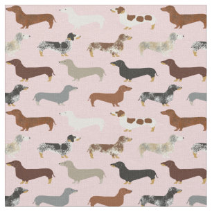 Dackel Hunde pastellrosa Stoff