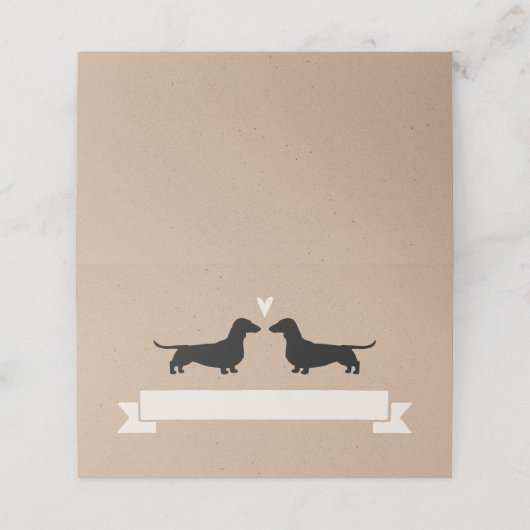 Dackel Hunde Silhouetten Hochzeit Platzkarten (Außenseite Aufgefaltet)