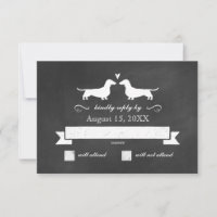 Dackel Hunde Silhouetten Hochzeit RSVP Antwort