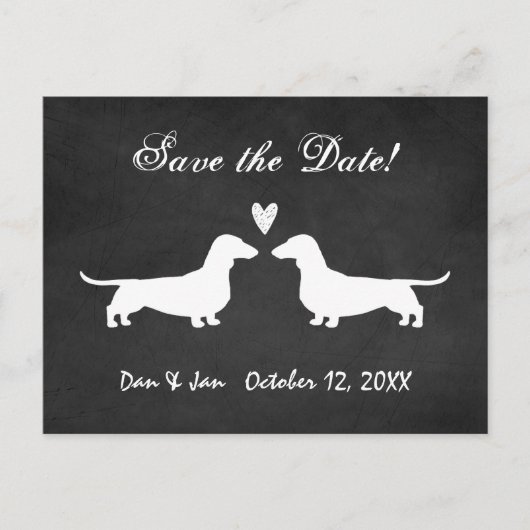 Dackel Hunde Silhouetten Hochzeitssache speichern  Ankündigungspostkarte (Vorderseite)