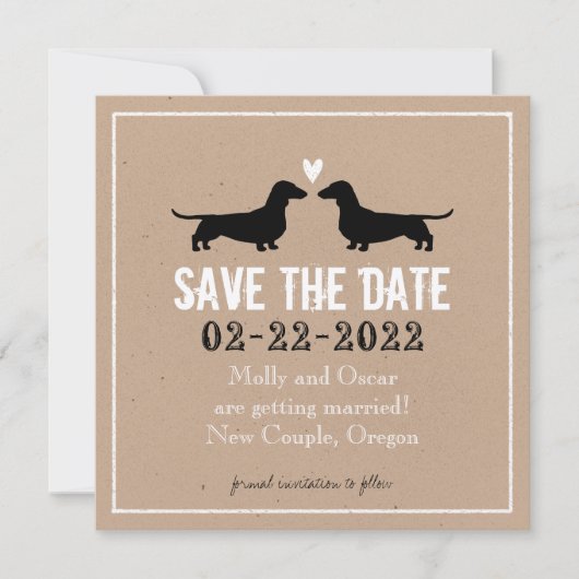 Dackel Hunde Silhouetten Hochzeitssache speichern  Save The Date (Vorderseite)