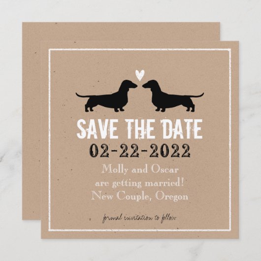 Dackel Hunde Silhouetten Hochzeitssache speichern  Save The Date (Vorne/Hinten)
