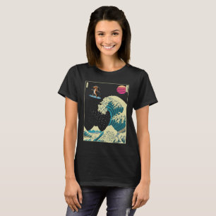 Dackel Hunde Surfen auf einem Kanagawa Wave Japani T-Shirt