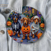 Dackel Hunde Trick-or-Treating zu Halloween Button (Beispiel)