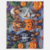 Dackel Hunde Trick-or-Treating zu Halloween Fleecedecke (Vorderseite)