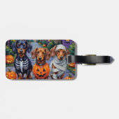 Dackel Hunde Trick-or-Treating zu Halloween Gepäckanhänger (Rückseite horizontal)