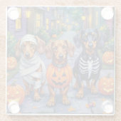 Dackel Hunde Trick-or-Treating zu Halloween Glasuntersetzer (Rückseite)