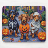 Dackel Hunde Trick-or-Treating zu Halloween Mousepad (Vorne)