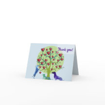 Dackel Hunde und Baum mit Herzen Danke Karte