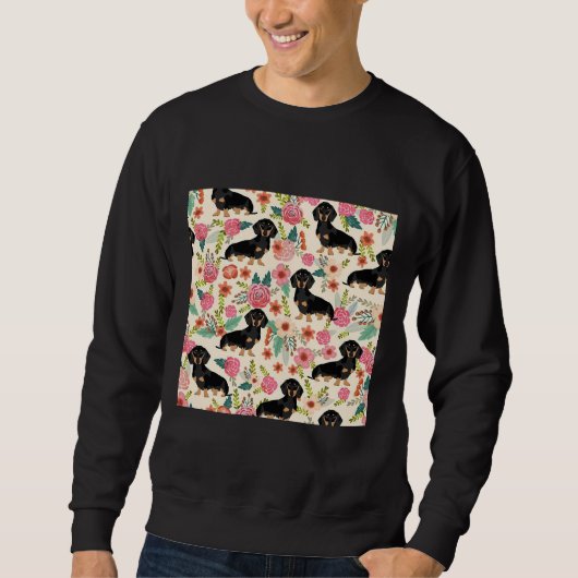 Dackel Hunde und Blume Sweatshirt (Vorderseite)