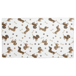 Dackel Hunde und Knochen Niedliche Dackeln Kissenbezug