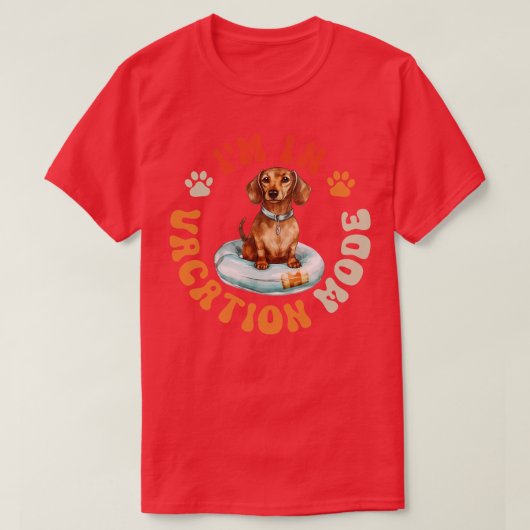 Dackel Hunde Urlaub Modus T-Shirt (Design vorne)