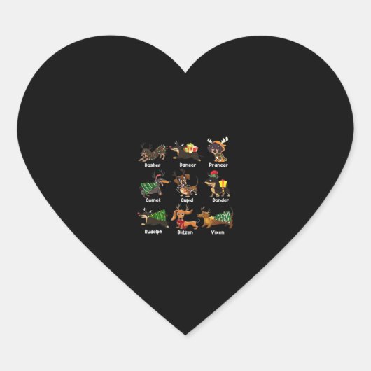 Dackel Hunde Weihnachten Pajamas Dog Classic T-Shi Herz-Aufkleber (Vorderseite)