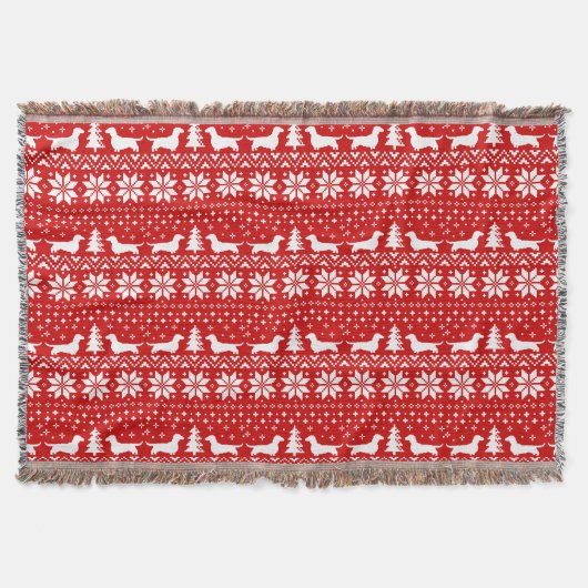 Dackel Hunde Weihnachten Sweater Muster Rot Decke (Vorderseite)