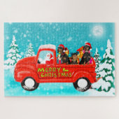 Dackel Hunde Weihnachtsmann Lieferwagen Puzzle (Horizontal)