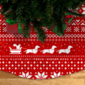 Dackel Hunde Weihnachtsmuster mit Eichhörnchen Polyester Weihnachtsbaumdecke