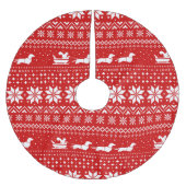 Dackel Hunde Weihnachtsmuster mit Eichhörnchen Polyester Weihnachtsbaumdecke (Vorderseite)