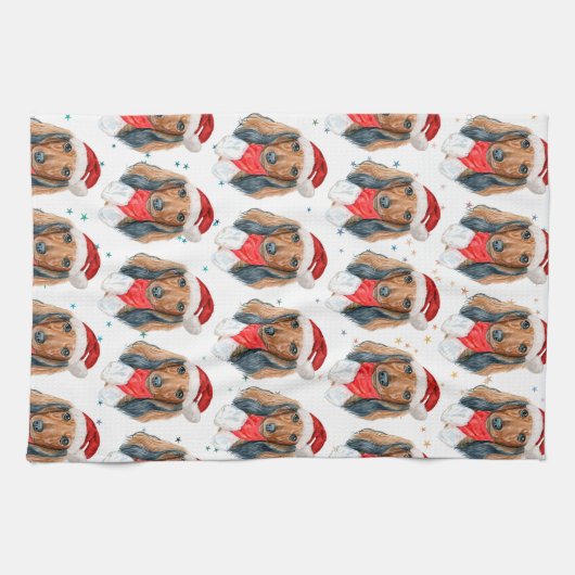 Dackel Hunde Zucht Weihnachten Geschirrtuch (Horizontal)