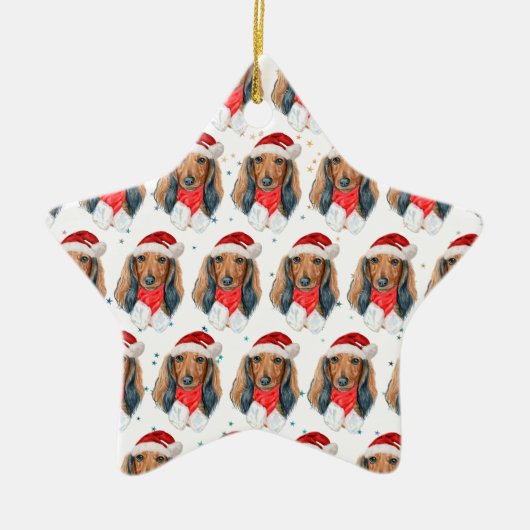 Dackel Hunde Zucht Weihnachten Keramik Ornament (Vorne)