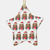 Dackel Hunde Zucht Weihnachten Keramik Ornament (Links)