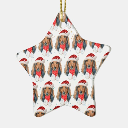 Dackel Hunde Zucht Weihnachten Keramik Ornament (Links)
