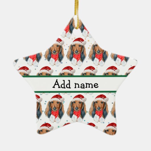 Dackel Hunde Zucht Weihnachten Keramik Ornament (Hinten)