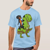 Dackel-HundeDackel, die T-Rex Dinosaurier reitet T-Shirt (Vorderseite)