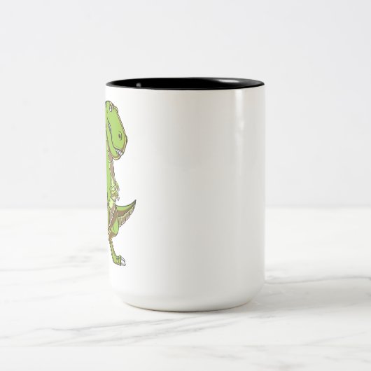 Dackel-HundeDackel, die T-Rex Dinosaurier reitet Zweifarbige Tasse (Mittel)