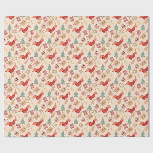 Dackel Hundeliebhaber Rettro Weihnachtsgeschenk Geschenkpapier (Flach)