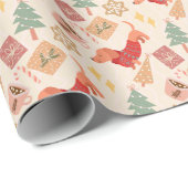 Dackel Hundeliebhaber Rettro Weihnachtsgeschenk Geschenkpapier (Rolleneckpunkt)