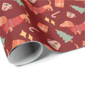 Dackel Hundeliebhaber Rettro Weihnachtsgeschenk Geschenkpapier (Rolleneckpunkt)