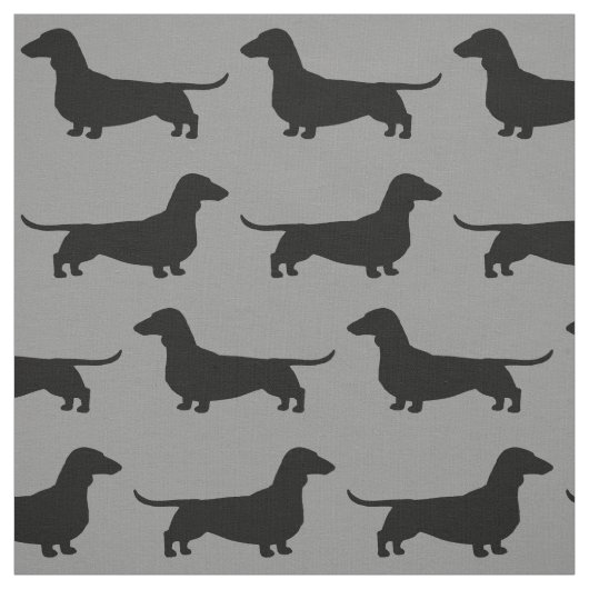Dackel-HundeSilhouette-Muster grau und schwarz Stoff (Muster)