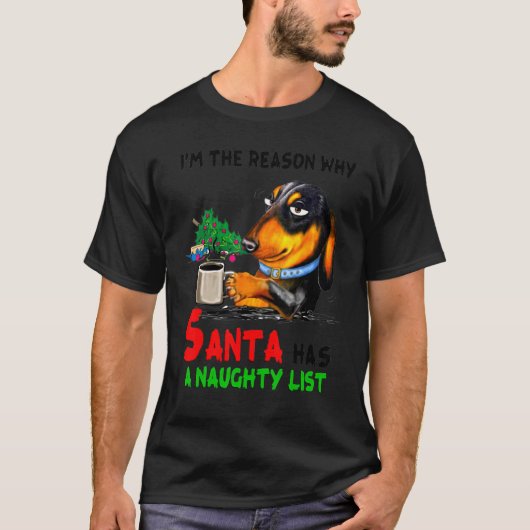 Dackel ich bin der Grund, warum der Weihnachtsmann T-Shirt (Vorderseite)