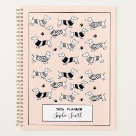 Dackel illustriert Hund liebt 2025 Planer